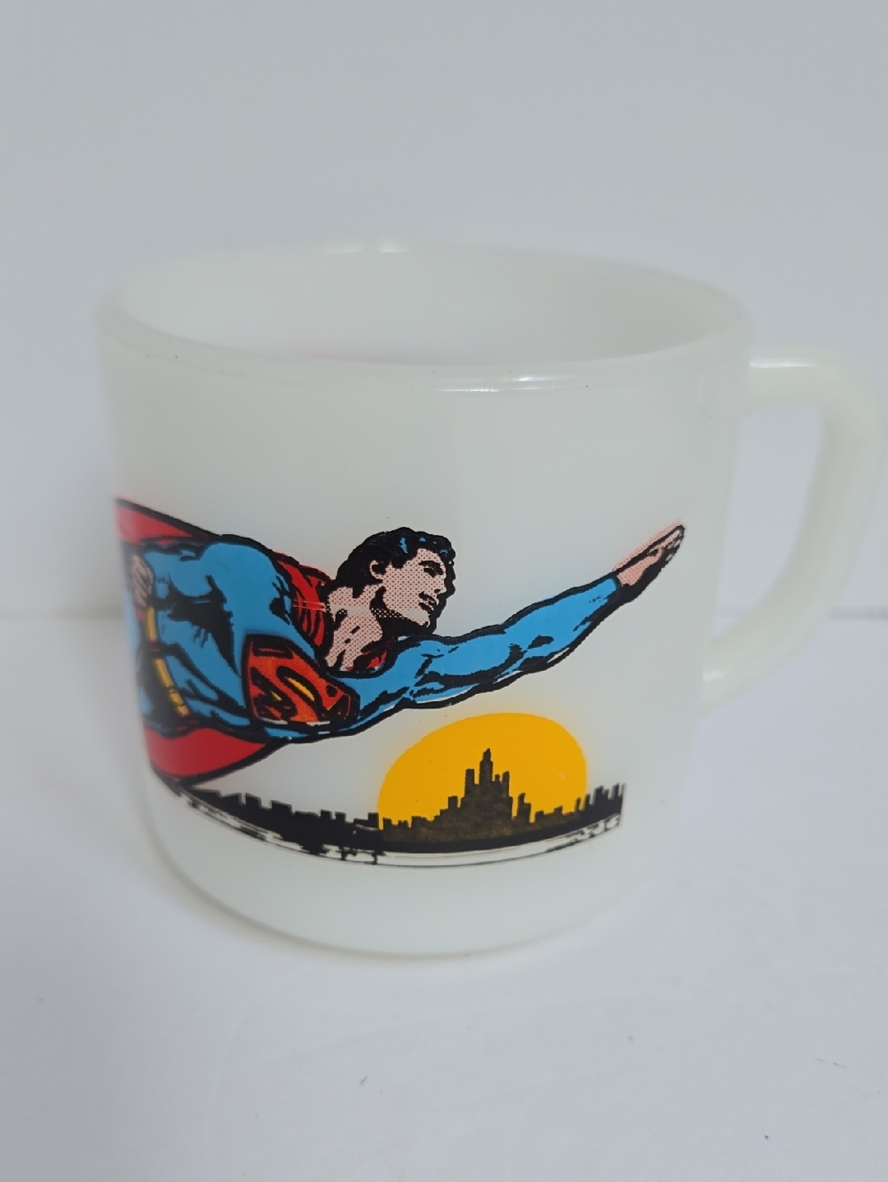 1971 DC Comics Superman Milk Glass Coffee Mug Fireking